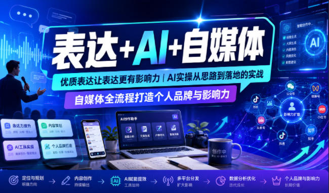 256af977924d8165816bfc3a4064f3c0.jpeg 表达+AI+自媒体,优质表达让表达更有影响力|AI实操从思路到落地的实战|自媒体全流程打造个人品牌与影响力