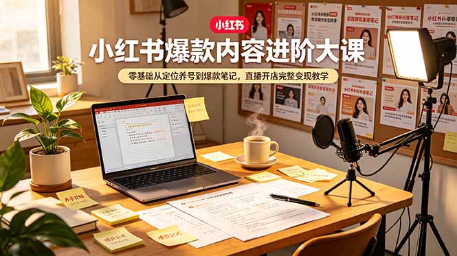 小红书爆款内容进阶大课，零基础从定位养号到爆款笔记，直播开店完整变现教学-鼎铸网