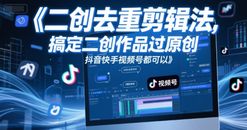短视频二创去重剪辑法，搞定二创作品过原创，抖音快手视频号都可以-鼎铸网