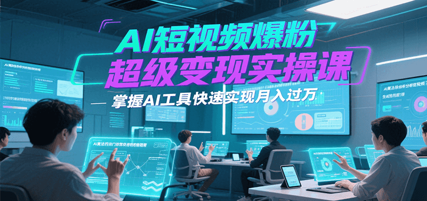 AI短视频爆粉超级变现实操课，掌握AI工具快速实现月入过万-鼎铸网