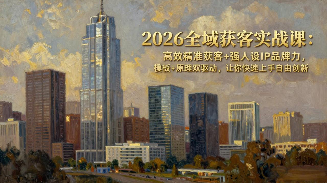 2026全域获客实战课:高效精准获客+强人设IP品牌力,模板+原理双驱动,让你快速上手自由创新-鼎铸网