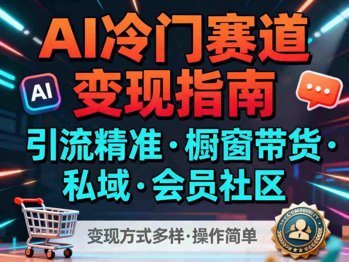 AI冷门赛道，引流精准，橱窗带货+私域+会员社区，变现方式多样，操作简单-鼎铸网