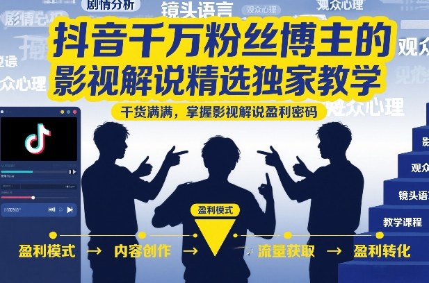 2680b22dae6f2f1bd5a273028c910752.jpeg 抖音千万粉丝博主的影视解说精选独家教学,干货满满,掌握影视解说盈利密码