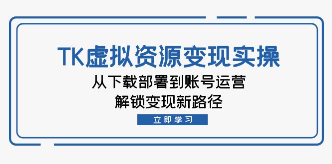 TK虚拟资料变现实操：从下载部署到账号运营，解锁变现新路径-鼎铸网