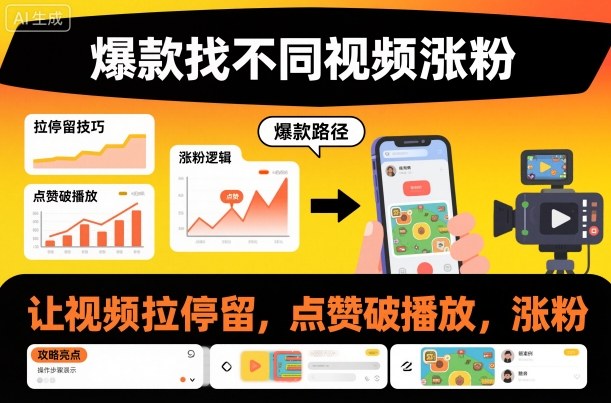 爆款找不同视频涨粉,让视频拉停留,实现点赞,破播放,涨粉-鼎铸网