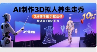 27c52f0938345289d4e90cdedc7359d2.jpeg Ai制作3D拟人养生走秀,3分钟手把手教会你,快速起千粉万粉号