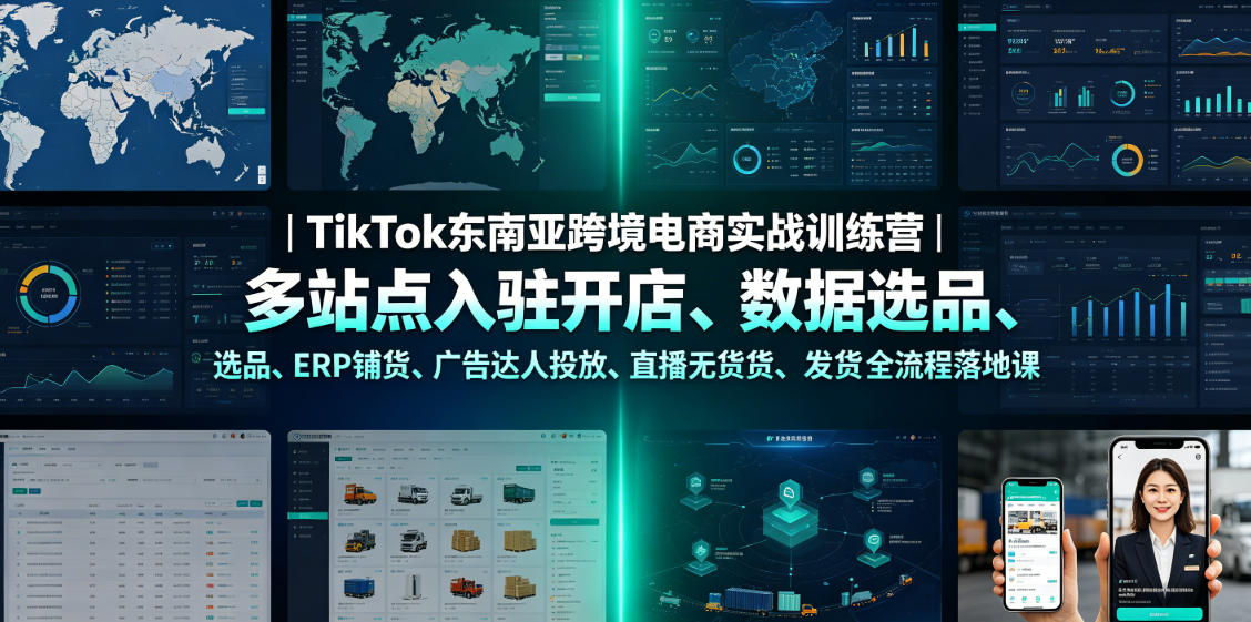 280beca19bcd7d88b4af9183261b15c1.jpeg TikTok东南亚跨境电商实战训练营|多站点入驻开店、数据选品、ERP铺货、广告达人投放、直播无货源发货全流程落地课