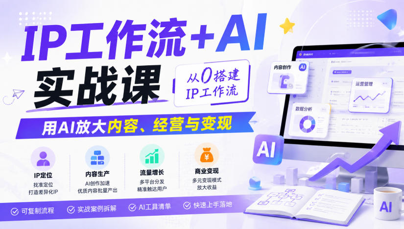 IP工作流+AI实战课，从0搭建IP工作流，用AI放大内容、经营与变现-鼎铸网