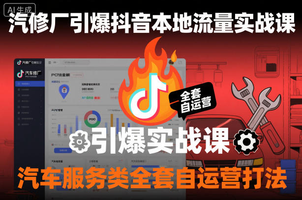 汽修厂引爆抖音本地流量实战课，汽车服务类全套自运营打法-鼎铸网