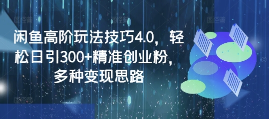 闲鱼高阶玩法技巧4.0，轻松日引300+精准创业粉，多种变现思路-鼎铸网
