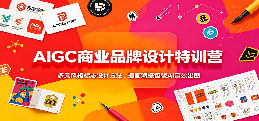 AIGC商业品牌设计特训营:多元风格标志设计方法,插画海报包装AI高效出图-鼎铸网