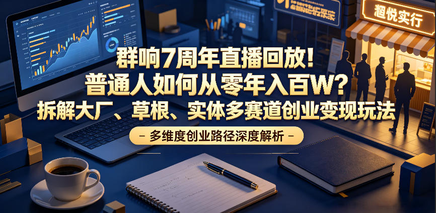 群响7周年直播回放！普通人如何从零年入百W？拆解大厂、草根、实体多赛道创业变现玩法(更新)-鼎铸网