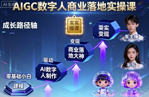 AIGC数字人商业落地实操课，从零基础小白到AI数字人大神-鼎铸网