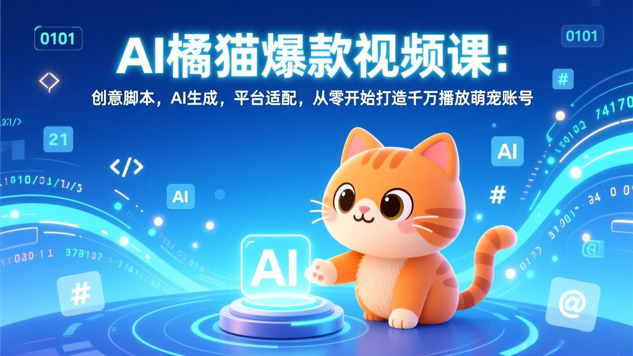 293e67c2e156e31ce7d541139d77a084.jpeg AI橘猫爆款视频课:创意脚本,AI生成,平台适配,从零开始打造千万播放萌宠账号