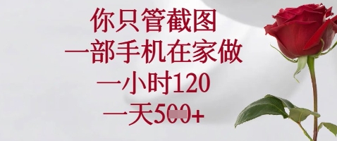 29426846802c2b58457931219658c5be.jpeg 你只管截图,一部手机在家做,苹果安卓都可以,一小时120,一天5张+【揭秘】
