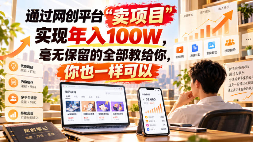 通过网创平台“卖项目”实现年入100W，毫无保留的全部教给你，你也一样可以！【揭秘】-鼎铸网