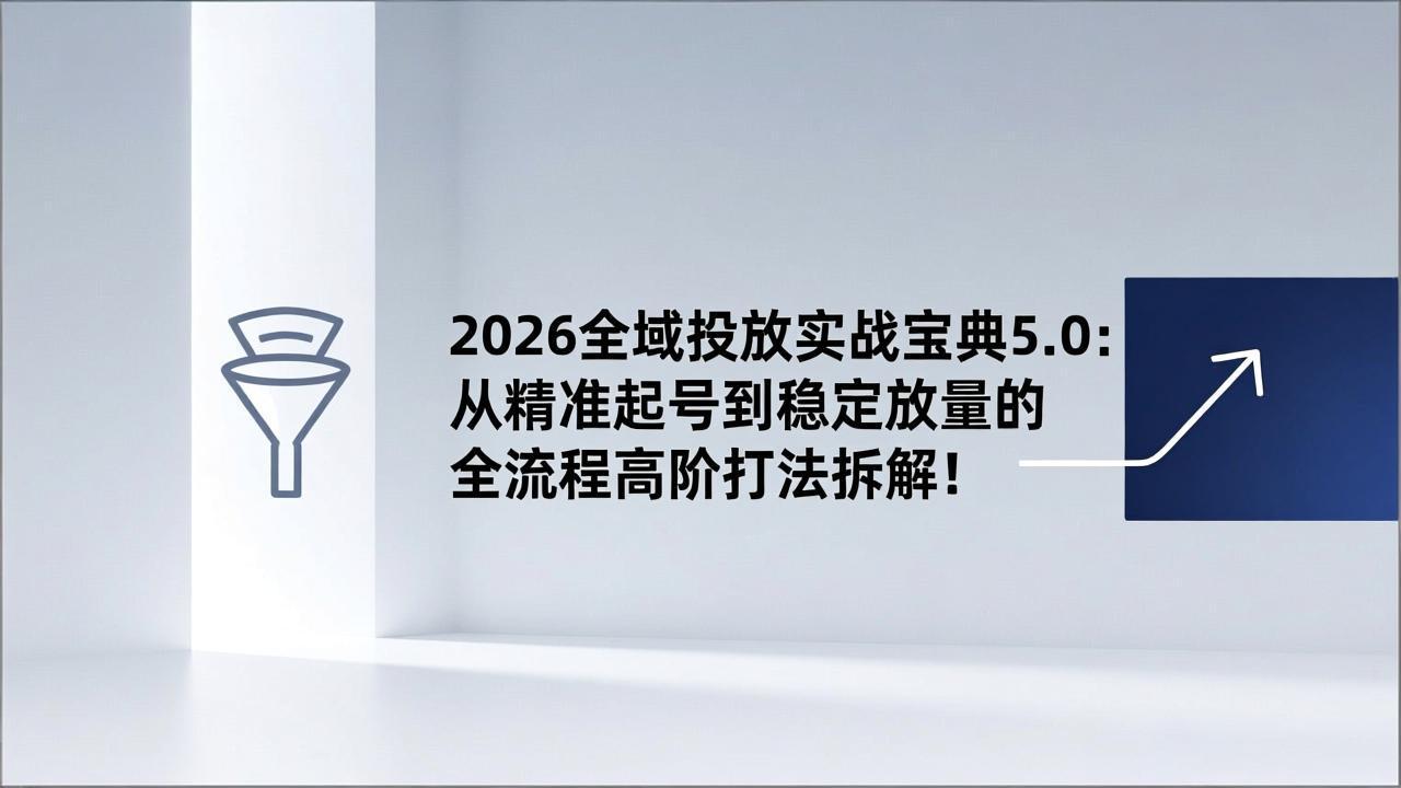 298e2507b23b4698d3ef0e34d6e520e3.jpeg 2026全域投放实战宝典5.0:从精准起号到稳定放量的全流程高阶打法拆解!