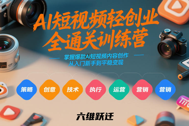 29af11def5d7047e15680f6fd7eef332.jpeg AI短视频轻创业全通关训练营,掌握爆款AI短视频内容创作,从入门新手到平稳变现的六维跃迁