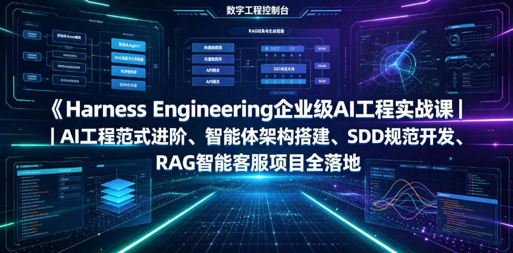 29c4412f9ac06108145324518406fe76.jpeg Harness Engineering企业级AI工程实战课|AI工程范式进阶、智能体架构搭建、SDD规范开发、RAG智能客服项目全落地