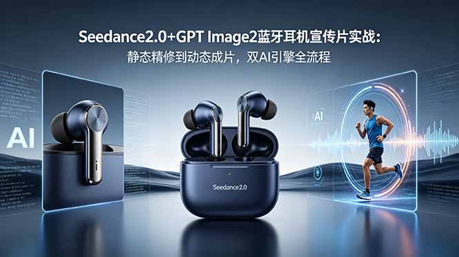 Seedance2.0+GPT Image2蓝牙耳机宣传片实战:静态精修到动态成片,双AI引擎全流程-鼎铸网