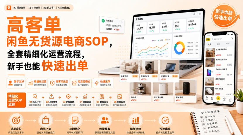 2a960fe39175de944ad830983a2127c9.jpeg 高客单闲鱼无货源电商SOP,全套精细化运营流程,新手也能快速出单