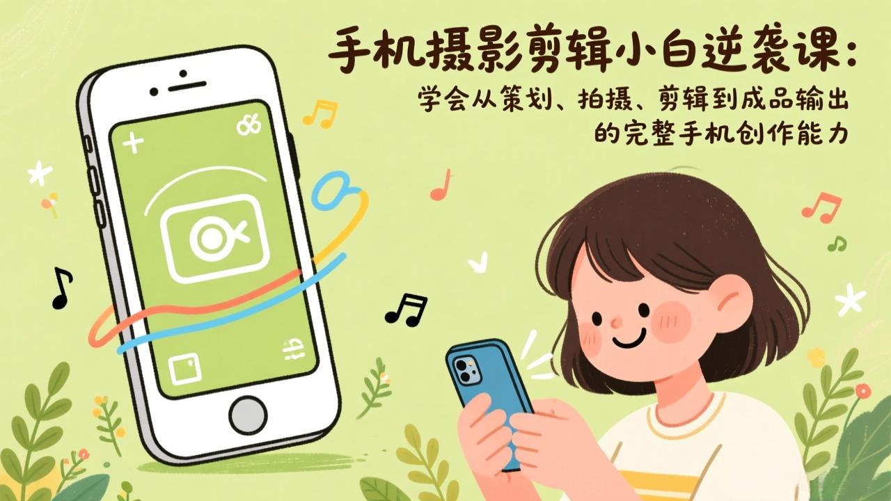 手机摄影剪辑小白逆袭课:学会从策划、拍摄、剪辑到成品输出的完整手机创作能力-鼎铸网