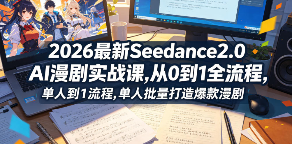 2026最新Seedance2.0 AI漫剧实战课,，从0到1全流程，单人批量打造爆款漫剧-鼎铸网