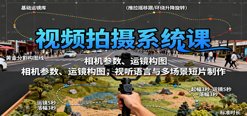 视频拍摄系统课：相机参数、运镜构图，视听语言与多场景短片制作-鼎铸网