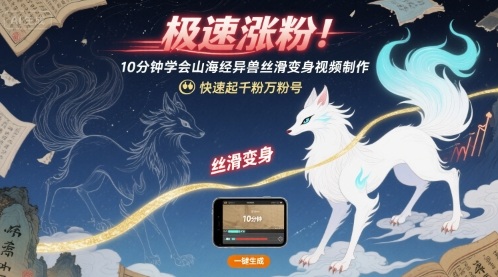 极速涨粉!10分钟学会山海经异兽丝滑变身视频制作,快速起千粉万粉号-鼎铸网