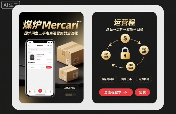 2bbafb82884a2521a350b0ee4a920438.jpeg 煤炉Mercari国外闲鱼二手电商运营实战全流程,仿品高利润,简单上手,闷声搞钱