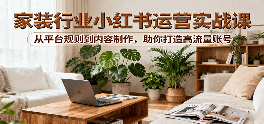 小红书家装行业运营实战课：从平台规则到内容制作，助你打造高流量账号-鼎铸网
