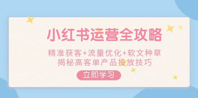 小红书运营全攻略，精准获客+流量优化+软文种草，揭秘高客单产品投放技巧-鼎铸网