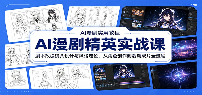 AI漫剧精英实战课：剧本改编镜头设计与风格定位，从角色创作到后期成片全流程-鼎铸网