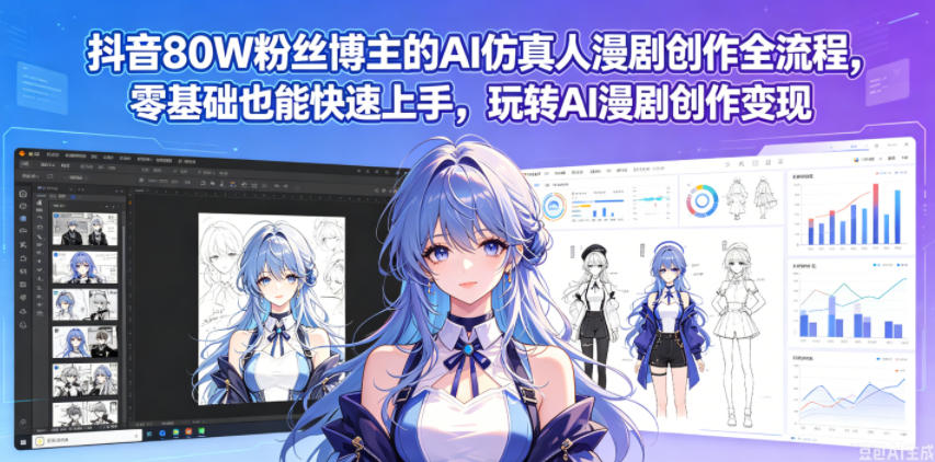 抖音80W粉丝博主的AI仿真人漫剧创作全流程,零基础也能快速上手,玩转AI漫剧创作变现-鼎铸网