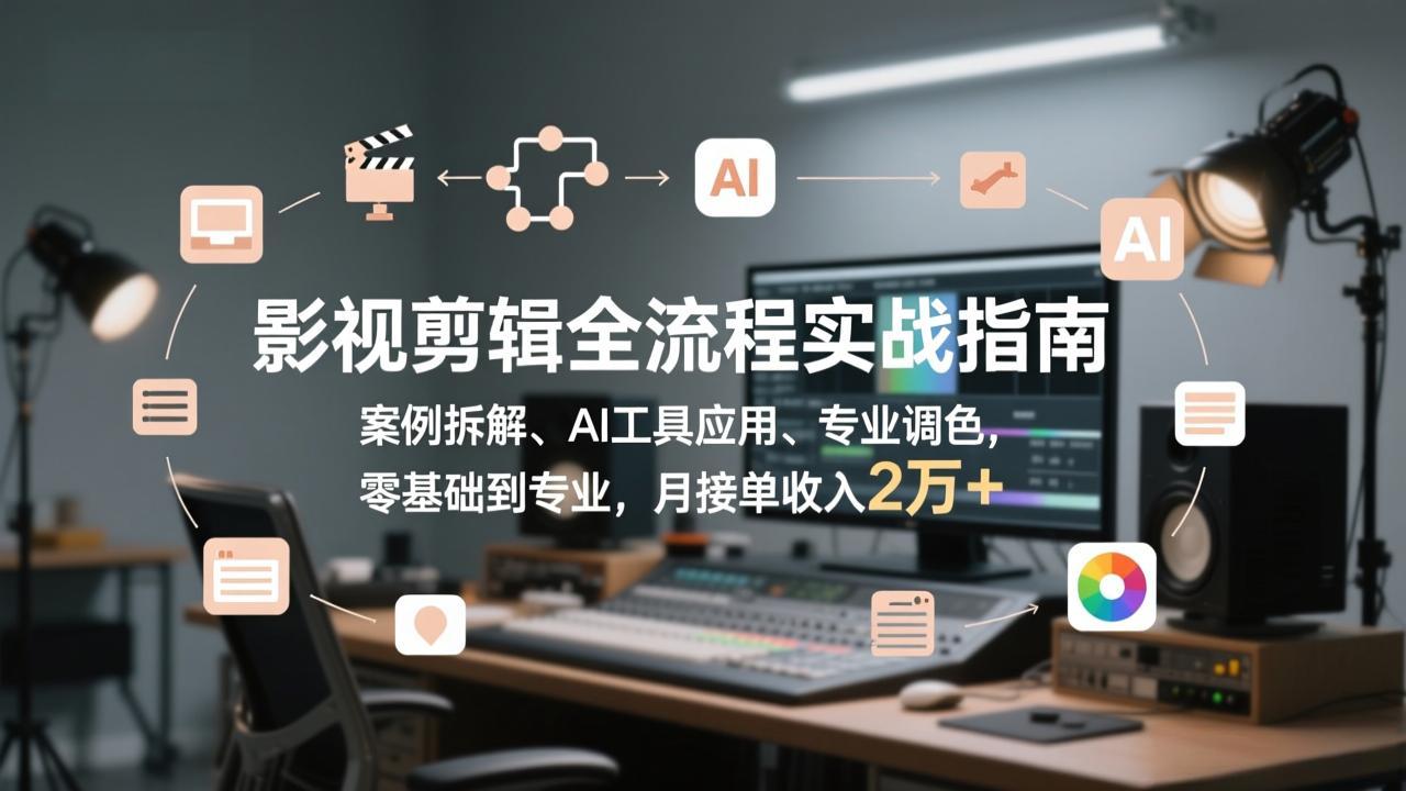 2d2f572c95b8bb972855d4300a3d7f1a.jpeg 影视剪辑全流程实战指南,案例拆解、AI工具应用、专业调色,零基础到专业,月接单收入2万+