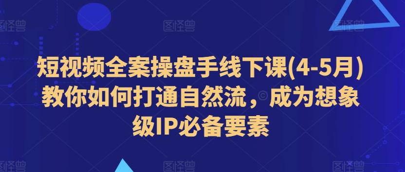 短视频全案操盘手线下课(4-5月)教你如何打通自然流，成为想象级IP必备要素-鼎铸网