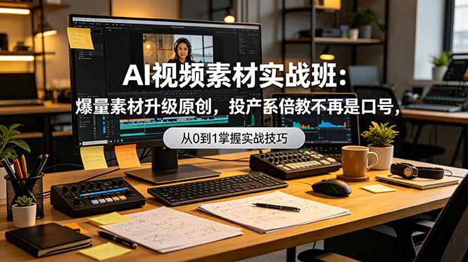 AI视频素材实战班：爆量素材升级原创，投产翻倍不再是口号，0-1系统教学实战落地-鼎铸网