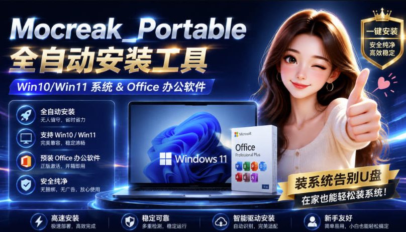 Mocreak全自动安装office和win10、win11系统，告别U盘装系统，使用安全可靠-鼎铸网