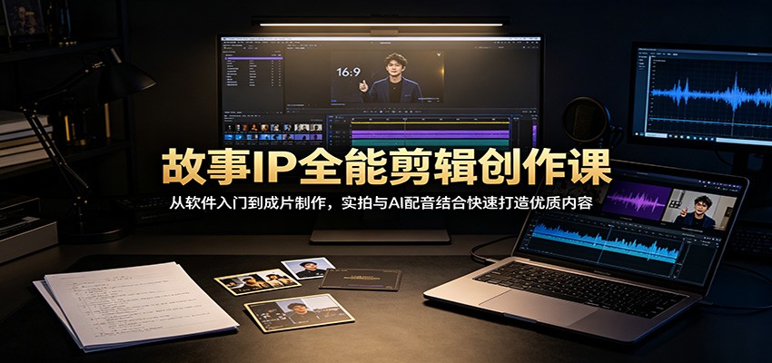 故事IP全能剪辑创作课：从软件入门到成片制作，实拍与AI配音结合快速打造优质内容-鼎铸网