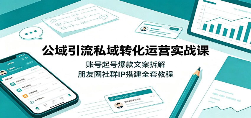 公域引流私域转化运营实战课：账号起号爆款文案拆解，朋友圈社群IP搭建全套教程-鼎铸网