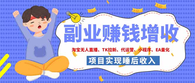 2026年多个真实落地副业项目,手把手带你搭建被动收入管道(淘宝无人直播、海外TK拉新...-鼎铸网