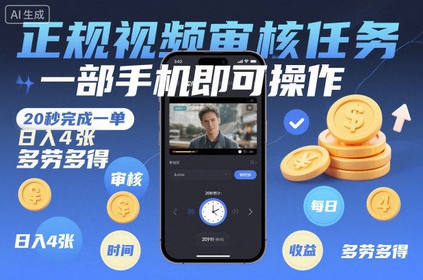 2fc8bd314bd7c796cc60200f1b318997.jpeg 正规视频审核任务,一部手机即可操作,20秒完成一单,日入4张,多劳多得【揭秘】