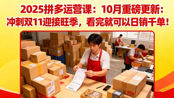 2025拼多多运营课：10月重磅更新：冲刺双11迎接旺季，看完就可以日销千单-鼎铸网