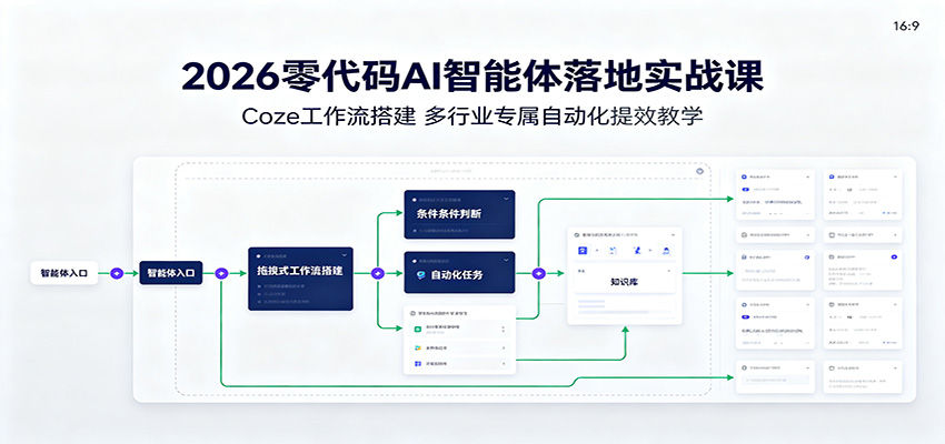 2026零代码AI智能体落地实战课：Coze工作流搭建，多行业专属自动化提效教学-鼎铸网