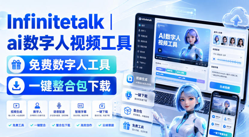Infinitetalk丨ai数字人视频工具，免费数字人工具，一键整合包下载-鼎铸网