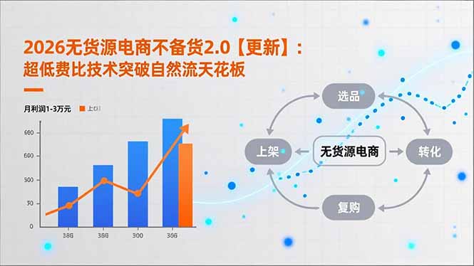 2026无货源电商不备货2.0【更新-4月】:超低费比技术突破自然流天花板,单店月利润1-3万元-鼎铸网