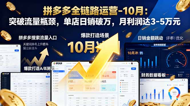 30335f70618113258b51c1c329a4089e.jpeg 拼多多全链路运营-10月:突破流量瓶颈,单店日销破万,月利润达3-5万元