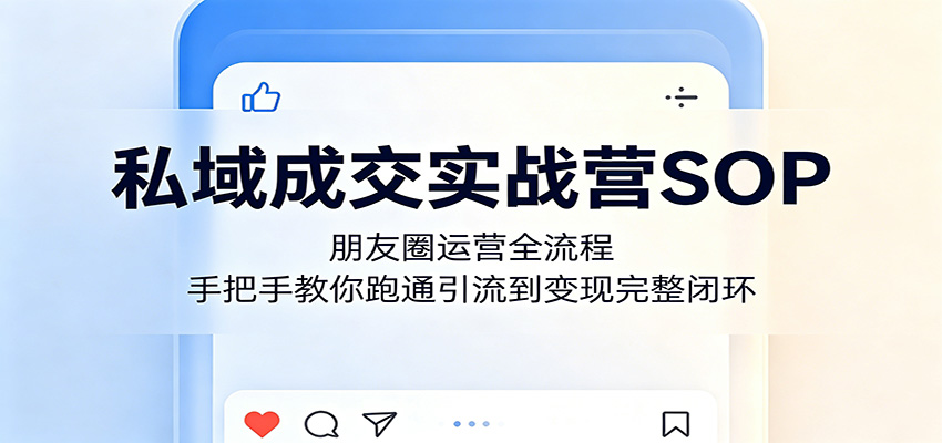 私域成交实战营SOP：朋友圈运营全流程，手把手教你跑通引流到变现完整闭环-鼎铸网