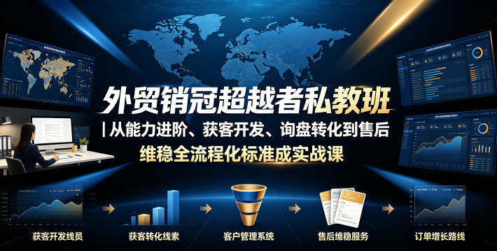 外贸销冠超越者私教班|从能力进阶、获客开发、询盘转化到售后维稳全流程标准化成交实战课-鼎铸网