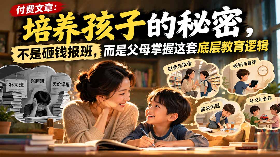 付费文章：培养孩子的秘密，不是砸钱报班，而是父母掌握这套底层教育逻辑-鼎铸网